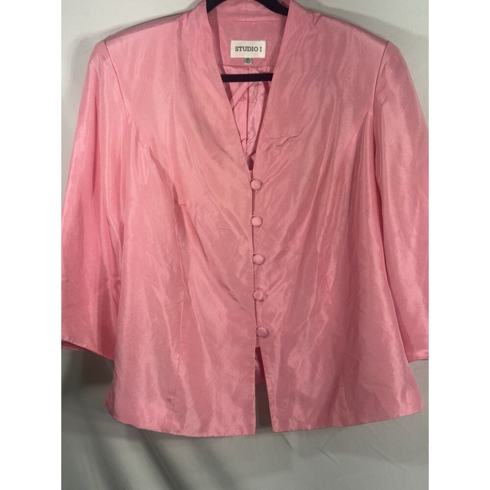 Studio l Barbie Pink 100% Silk Blazer Sz 18W